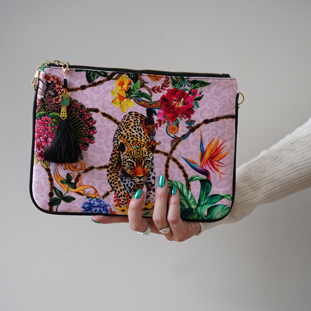Printed Clutch bag - Exotic Cat Pink