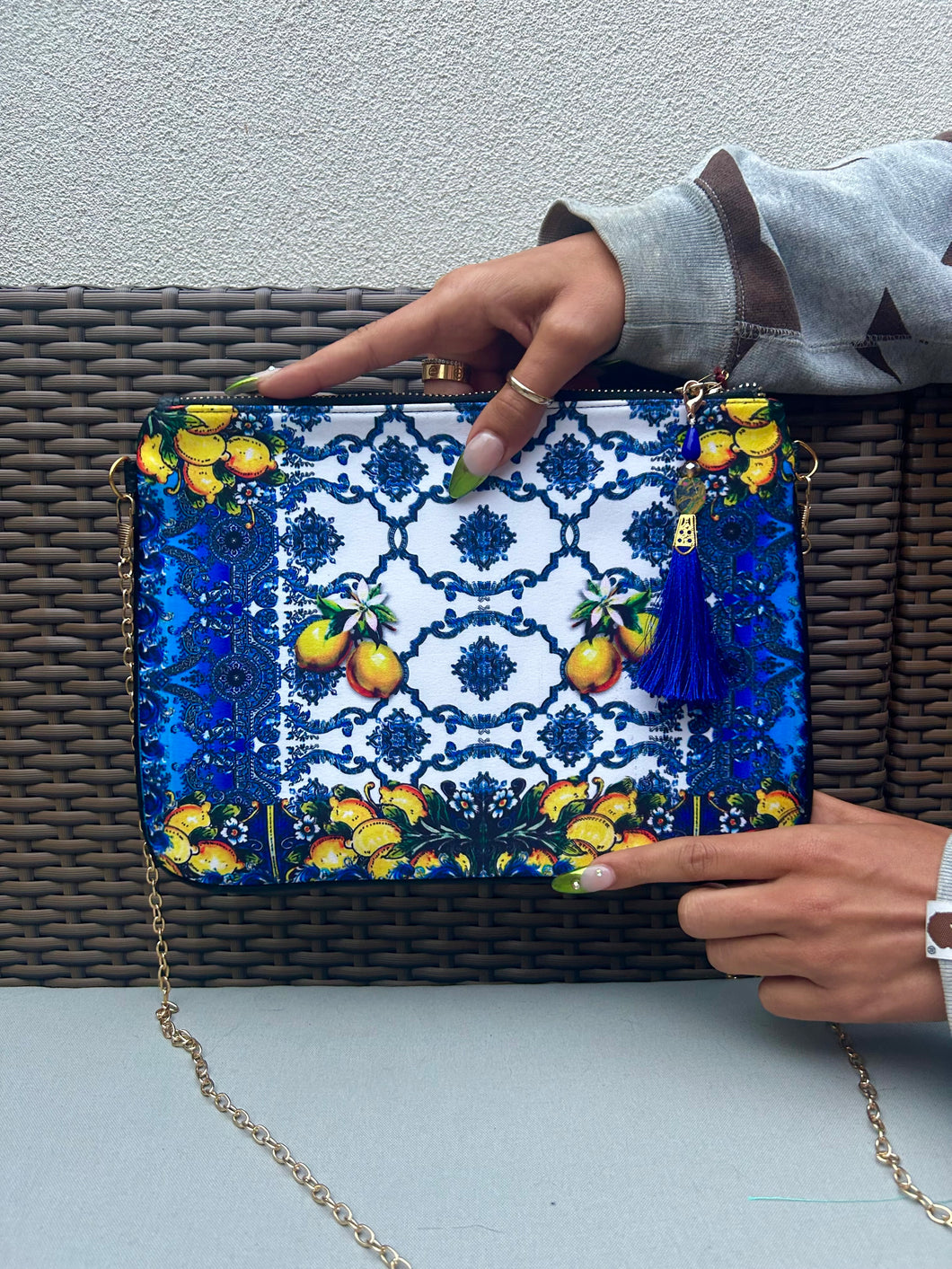 Printed Clutch bag- Lemon Tile