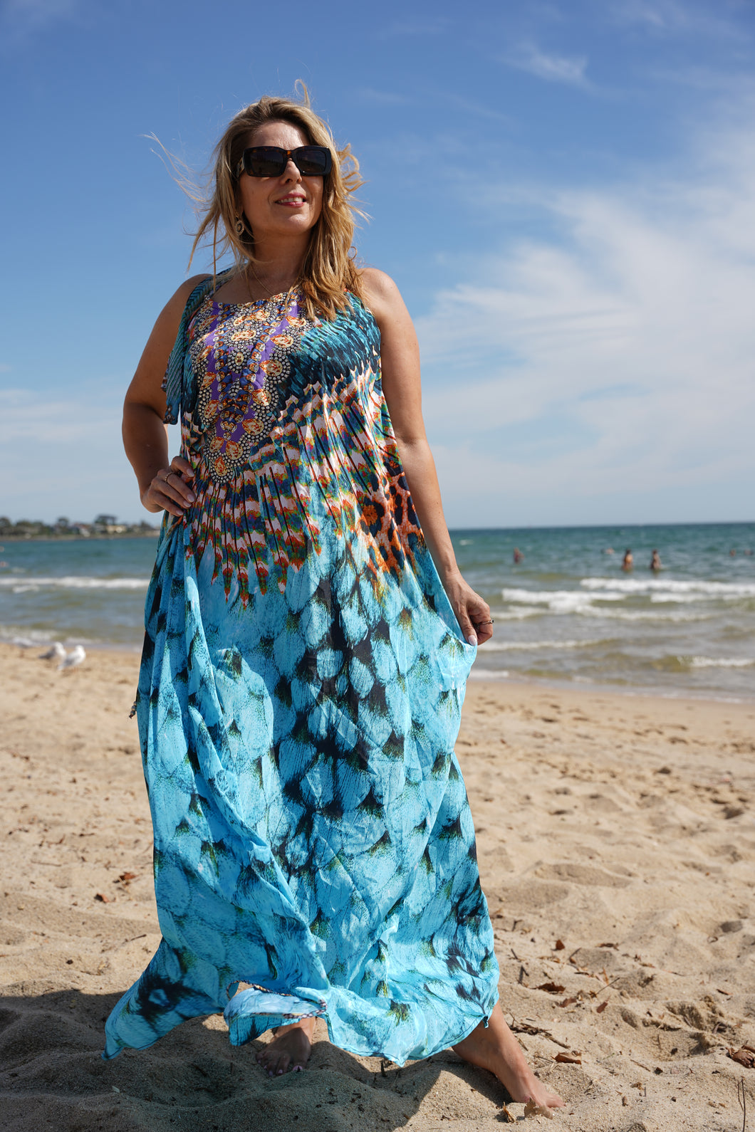 Necklace Dress Blue Feather