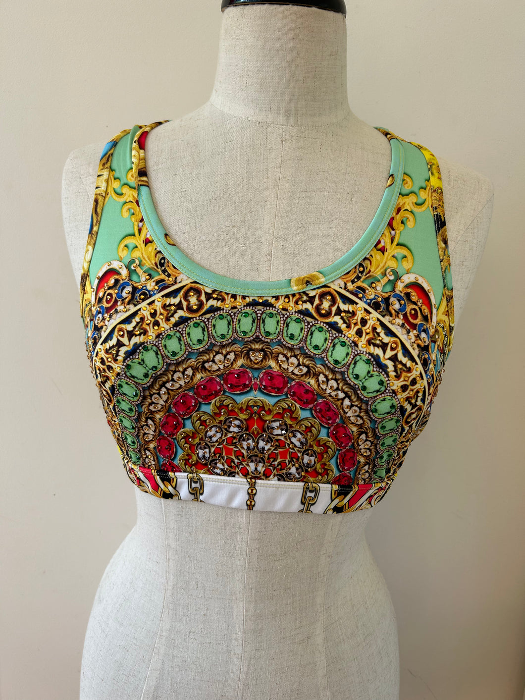 Cropped racer back top Miami multi