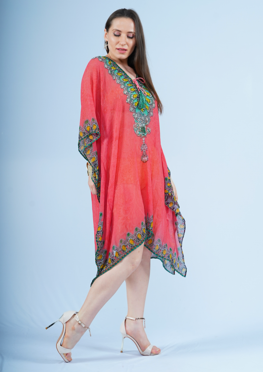 Red Solid Kaftan