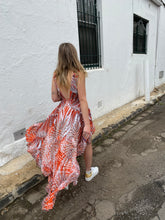 Load image into Gallery viewer, Orange Feather Frill Dress
