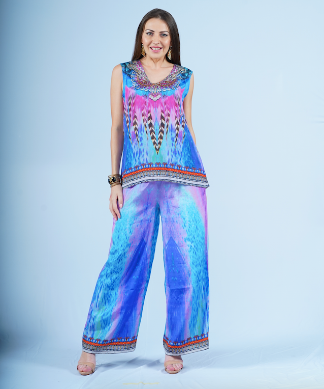 Lounge Set- Coastal Feather (Sleeveless Top)