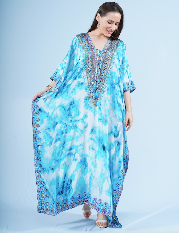 Maxi Kaftan- Turqoise Reptile