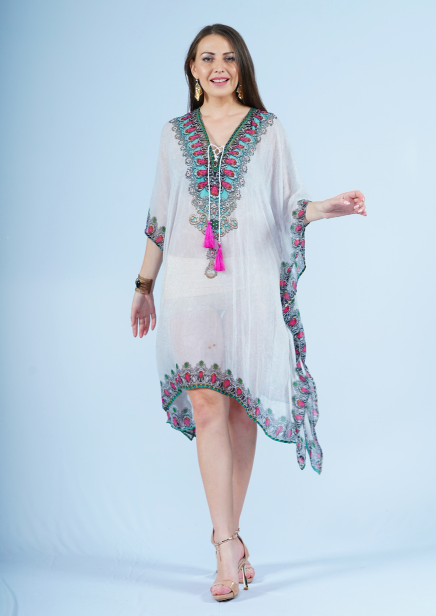 White Solid Kaftan